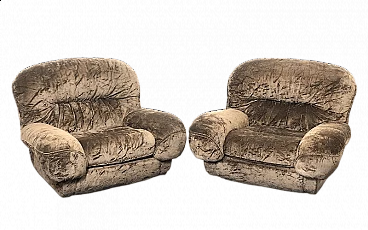 Pair of brown velvet Space Age armchairs, 1970s
