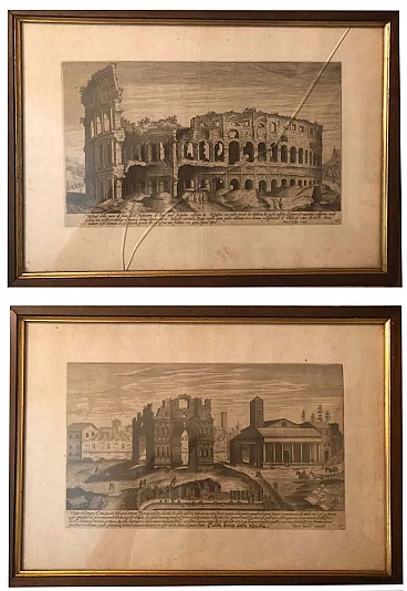 Marco Sadler, Bocca della Verità - Colosseo, coppia di stampe, '800