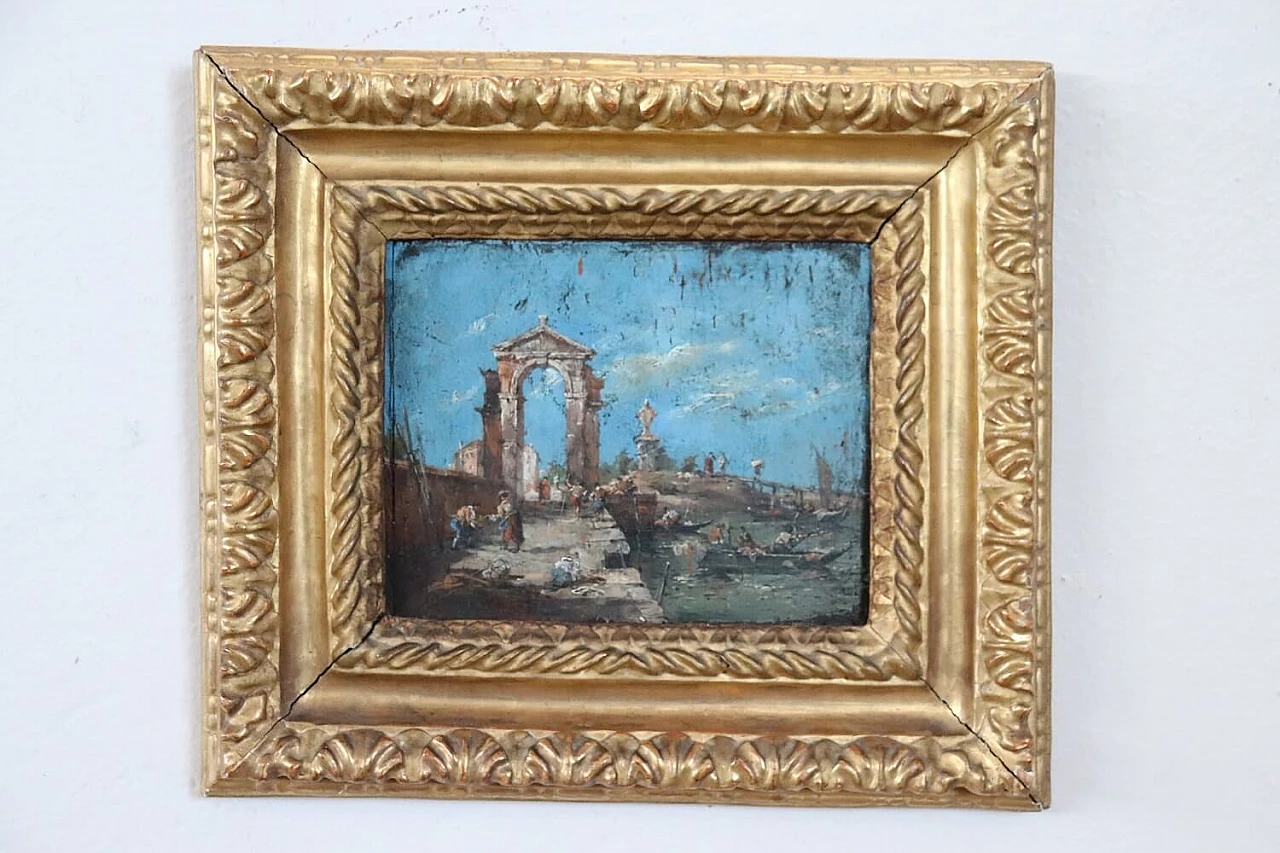 Paesaggio veneziano, olio su tavola di abete, inizio '800 2