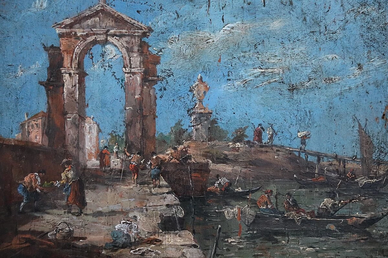 Paesaggio veneziano, olio su tavola di abete, inizio '800 3