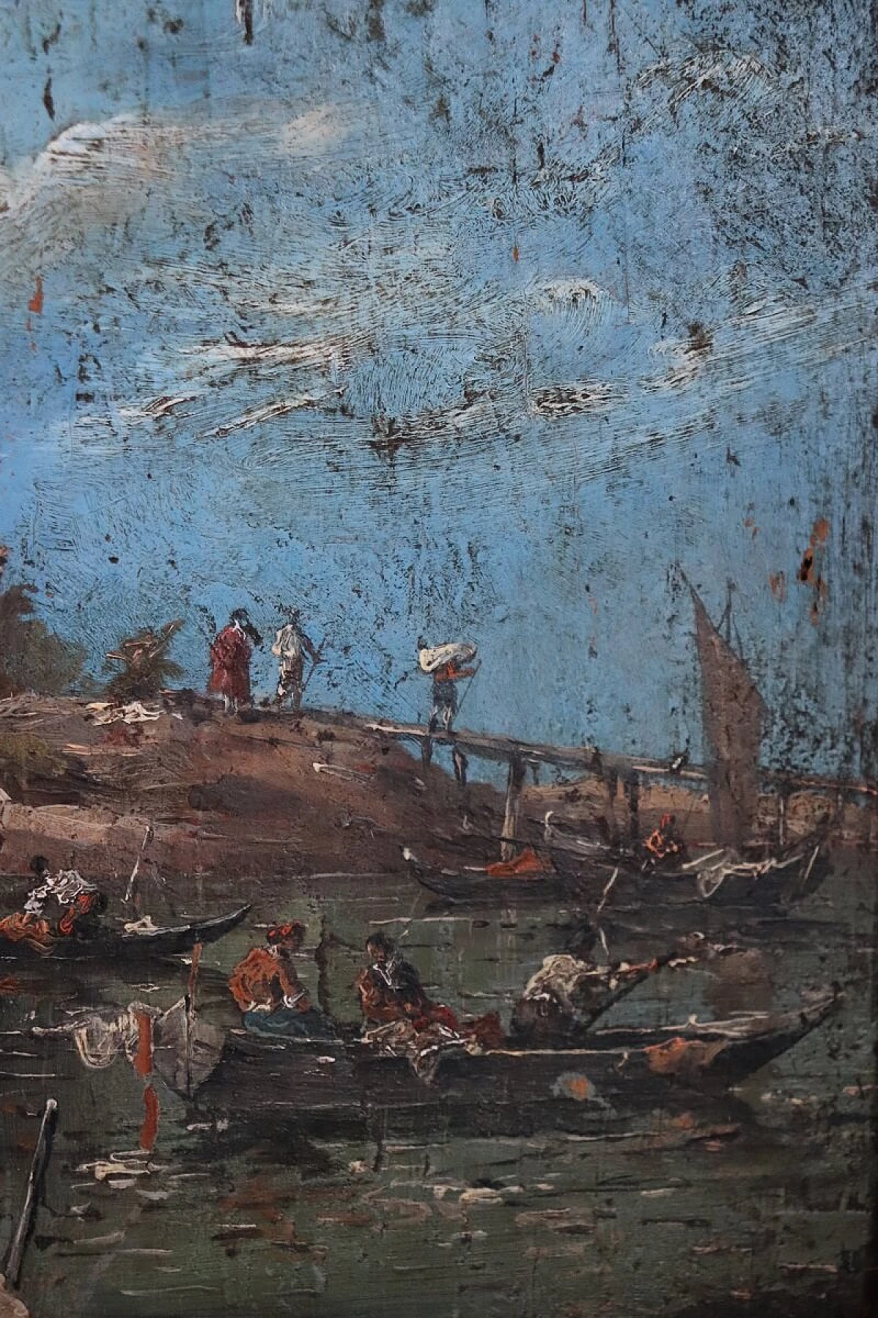 Venetian landscape, oil on fir panel, early 19th century 6