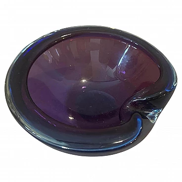 Blue and violet Murano glass bowl by Seguso, 1970s