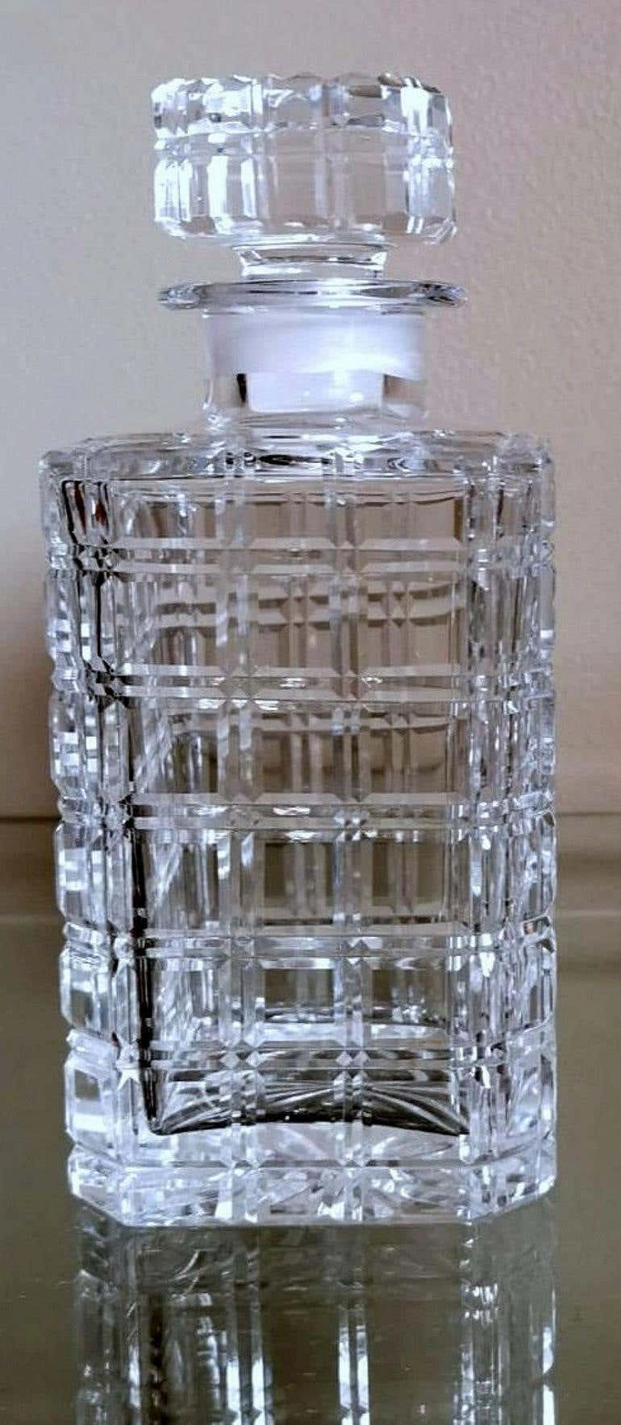 Whisky bottle in ground Florentine crystal, 1990s 2