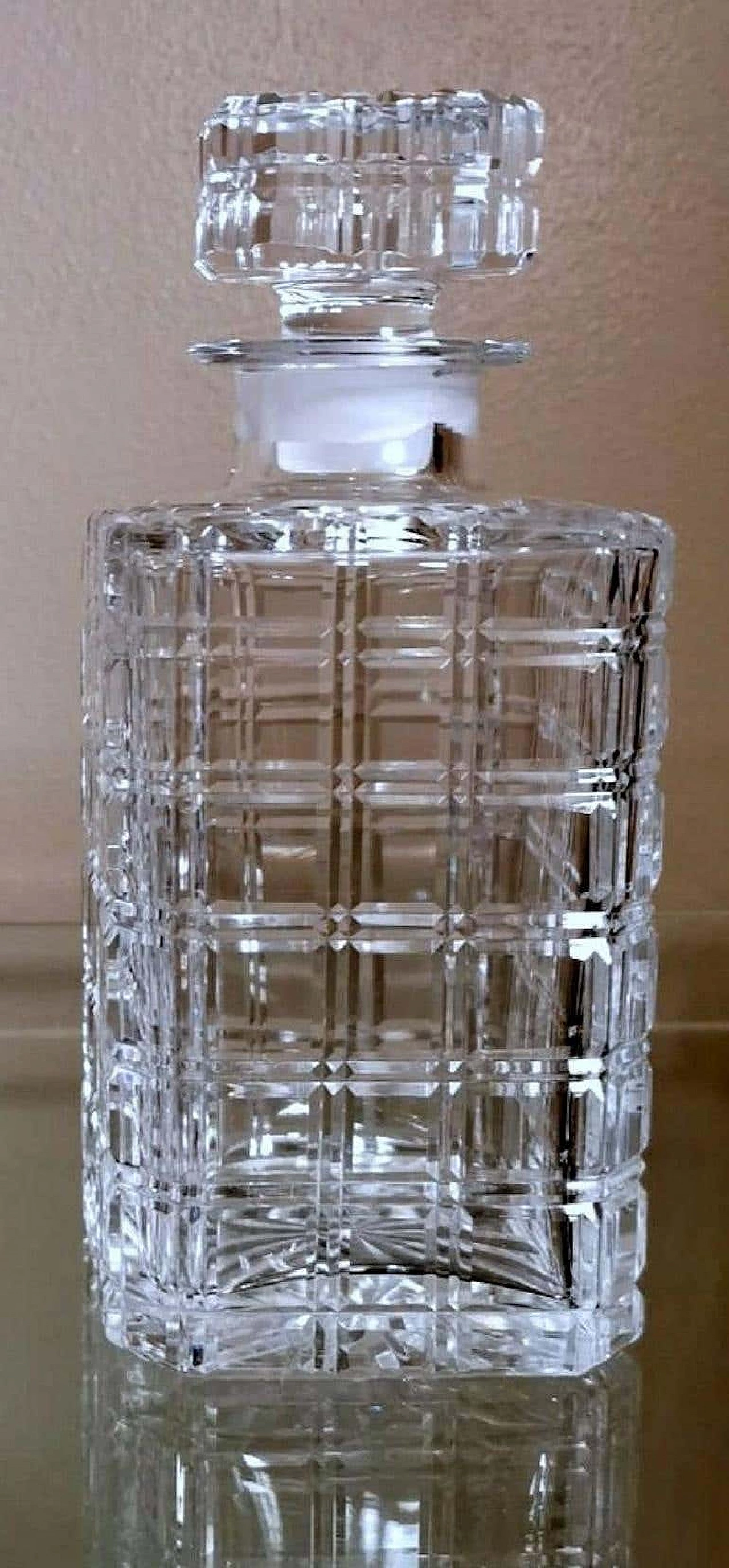 Whisky bottle in ground Florentine crystal, 1990s 3
