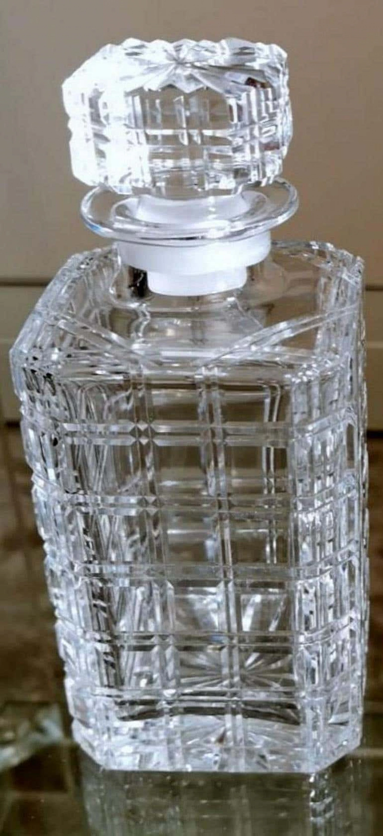 Whisky bottle in ground Florentine crystal, 1990s 4