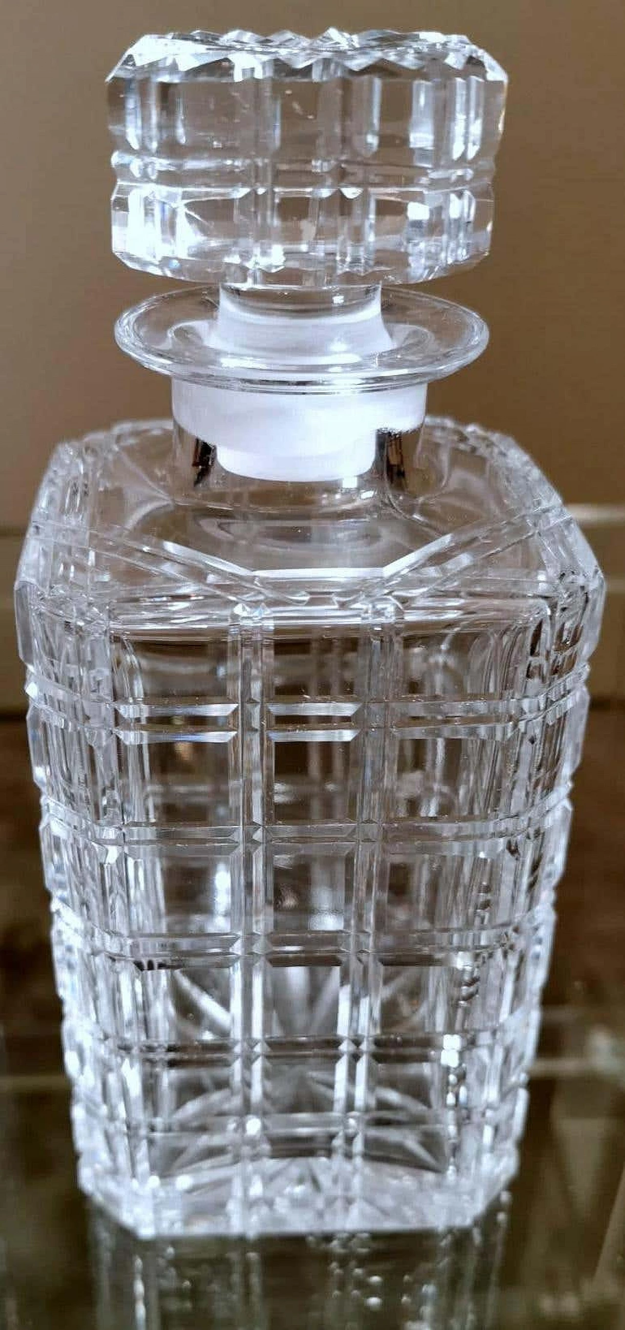 Whisky bottle in ground Florentine crystal, 1990s 5