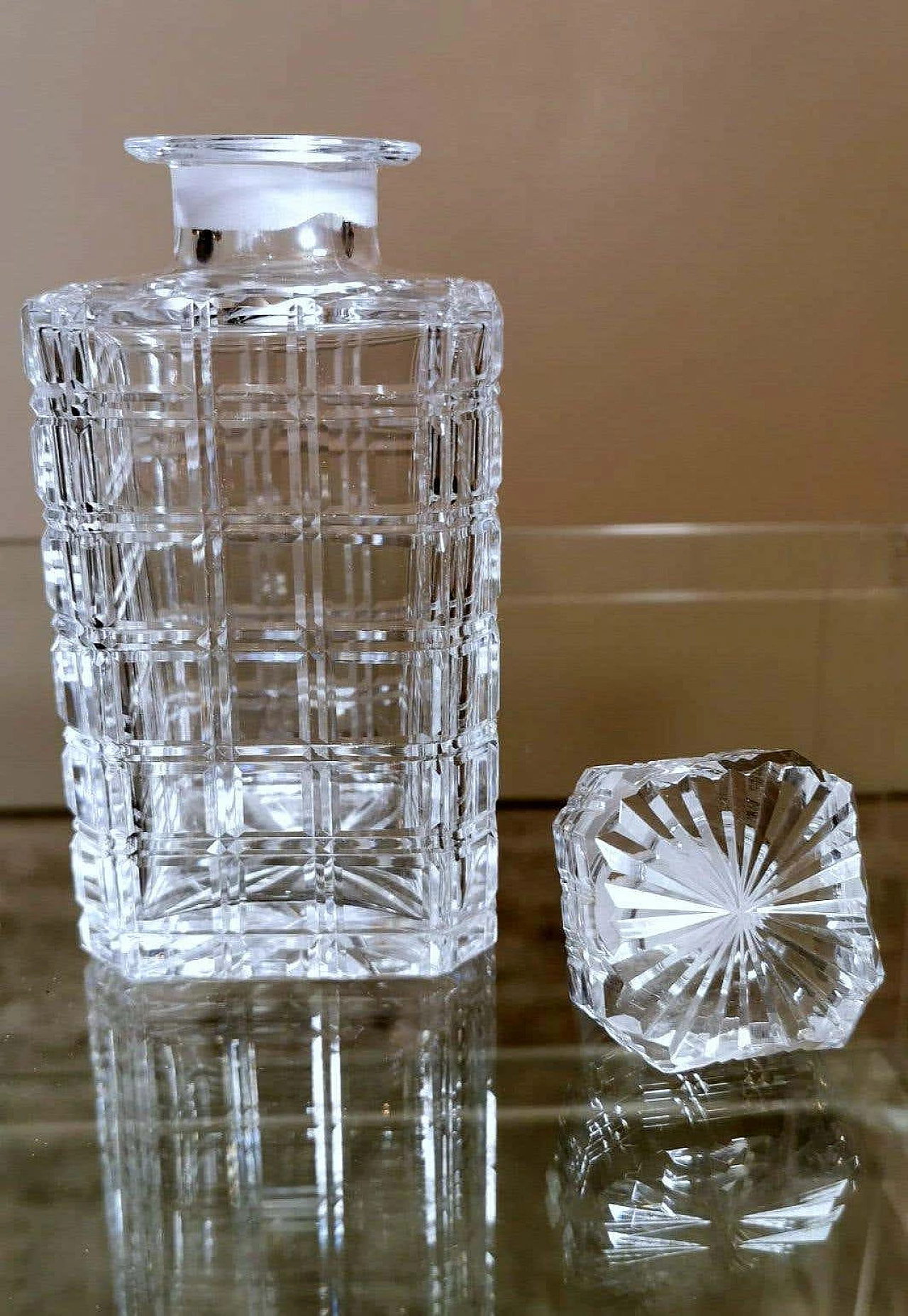 Whisky bottle in ground Florentine crystal, 1990s 9