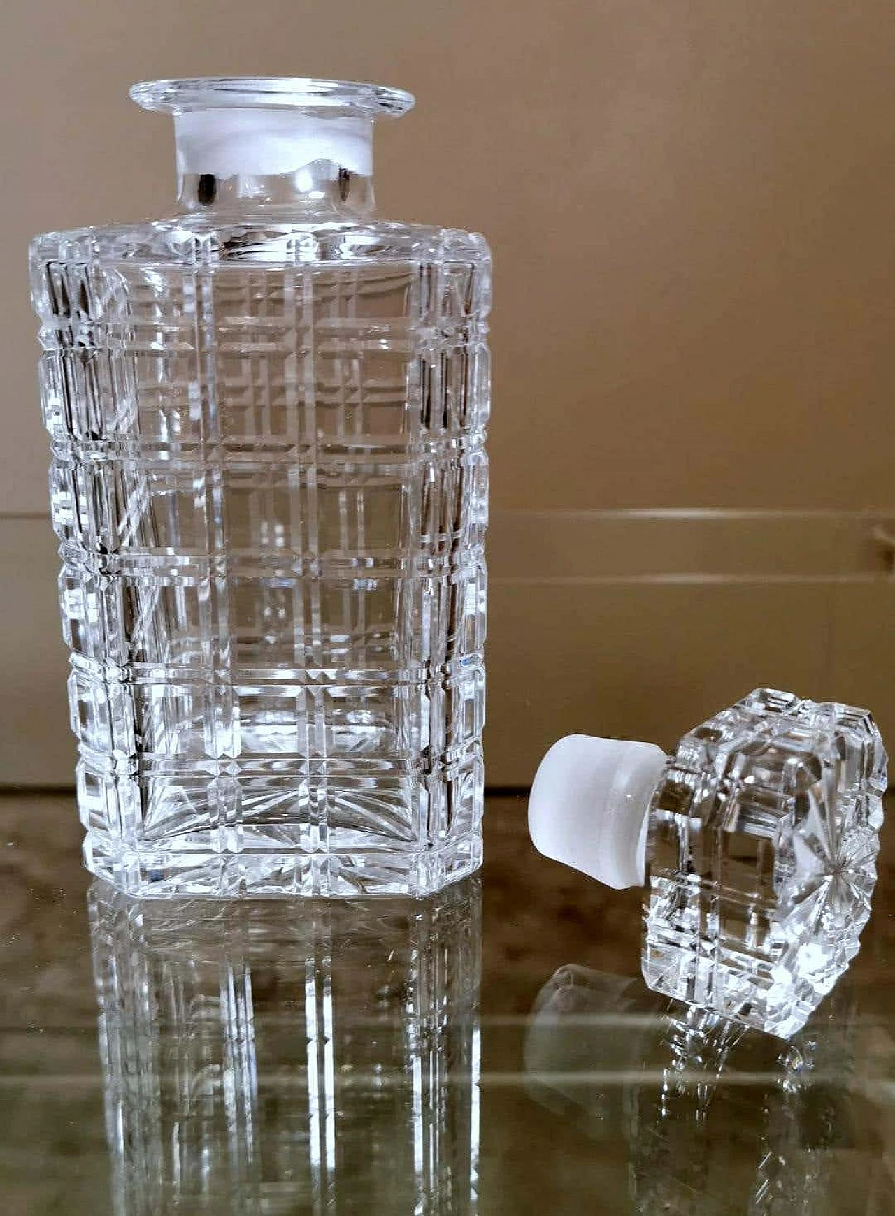 Whisky bottle in ground Florentine crystal, 1990s 10