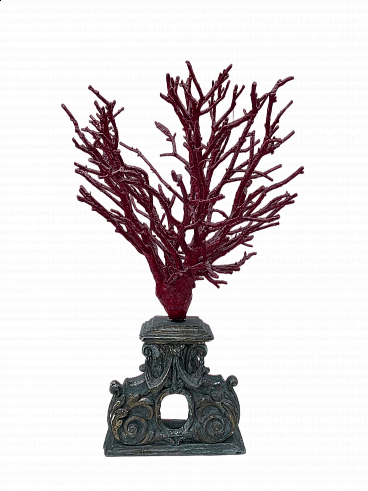 Ramo in legno ad imitazione di un corallo, inizio '900