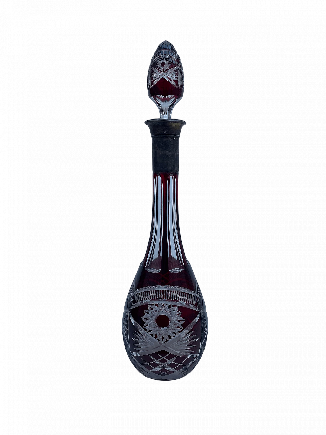 Bottiglia Biedermeier in cristallo di Boemia, metà '800 10