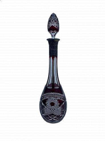 Bottiglia Biedermeier in cristallo di Boemia, metà '800