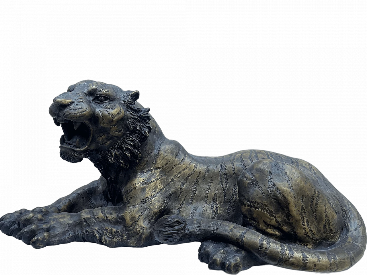 Bronze sculpture of a roaring tiger, 1990s 7