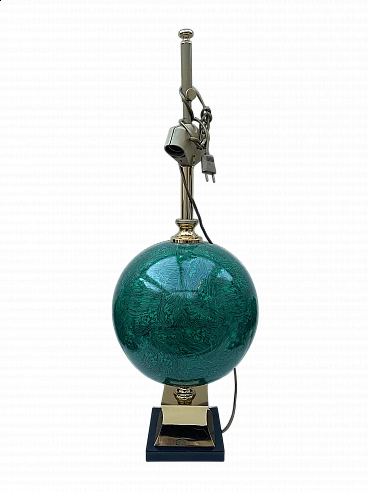 Lampada da tavolo in porcellana malachite di Mangani Porcellane d'Arte, anni '70