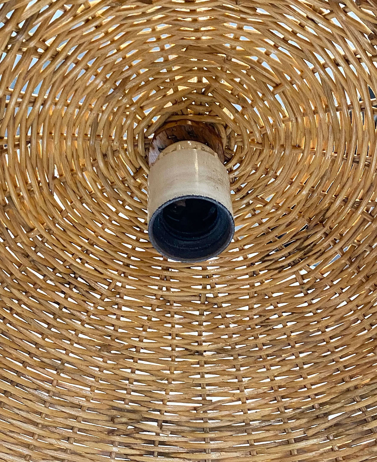 7 Lampade a sospensione in vimini e bambù, anni '70 12