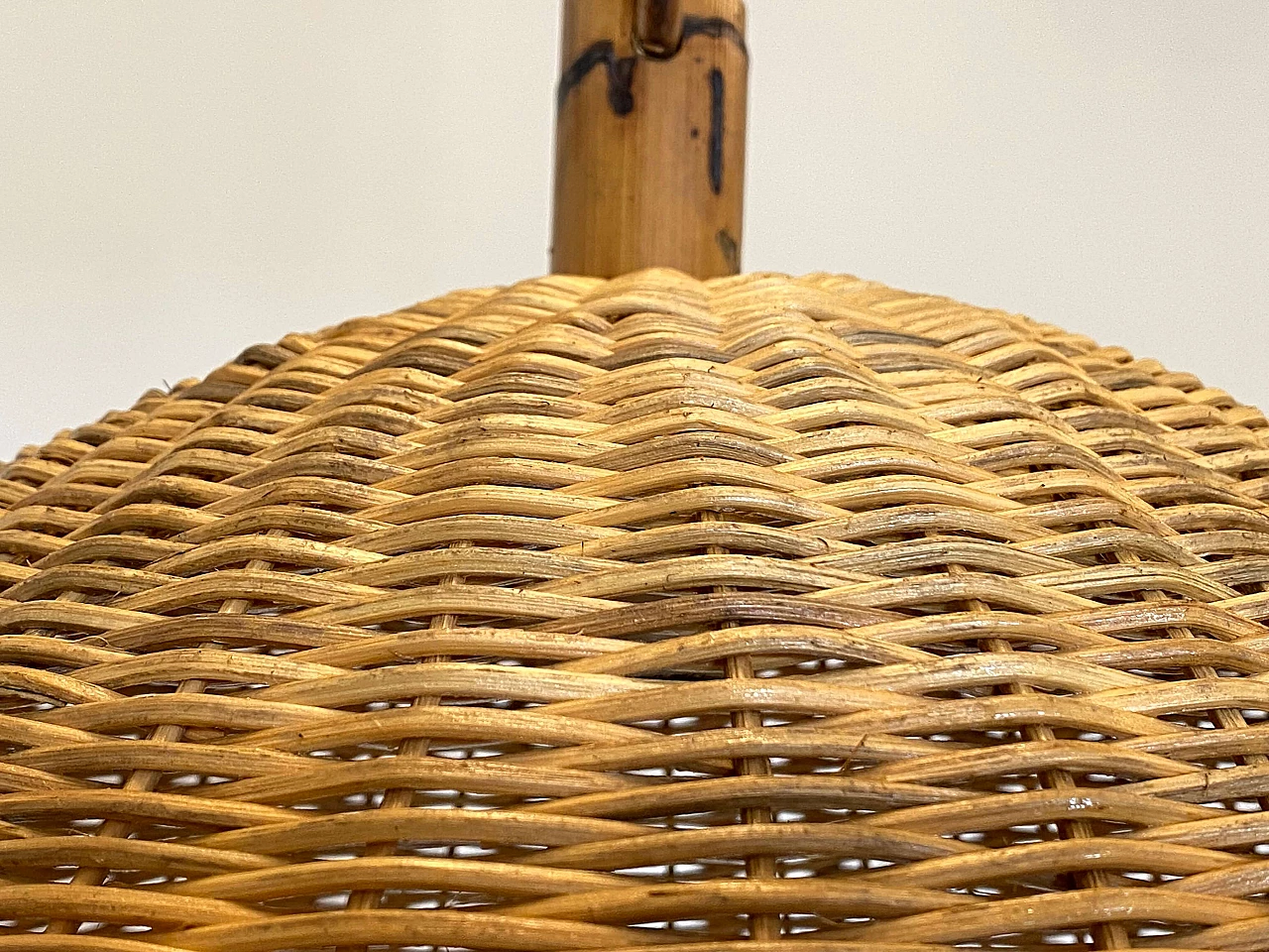7 Lampade a sospensione in vimini e bambù, anni '70 13