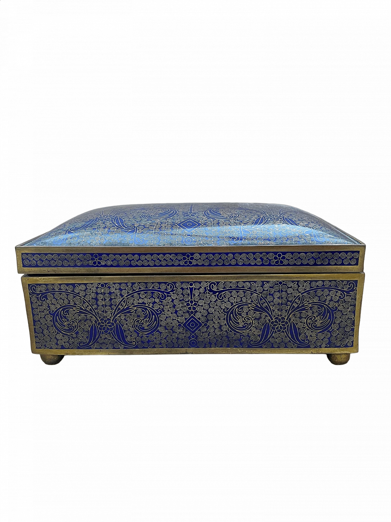 Chinese blue enameled and gilded metal casket, early 20th century 9