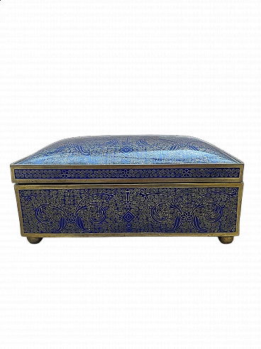 Chinese blue enameled and gilded metal casket, early 20th century