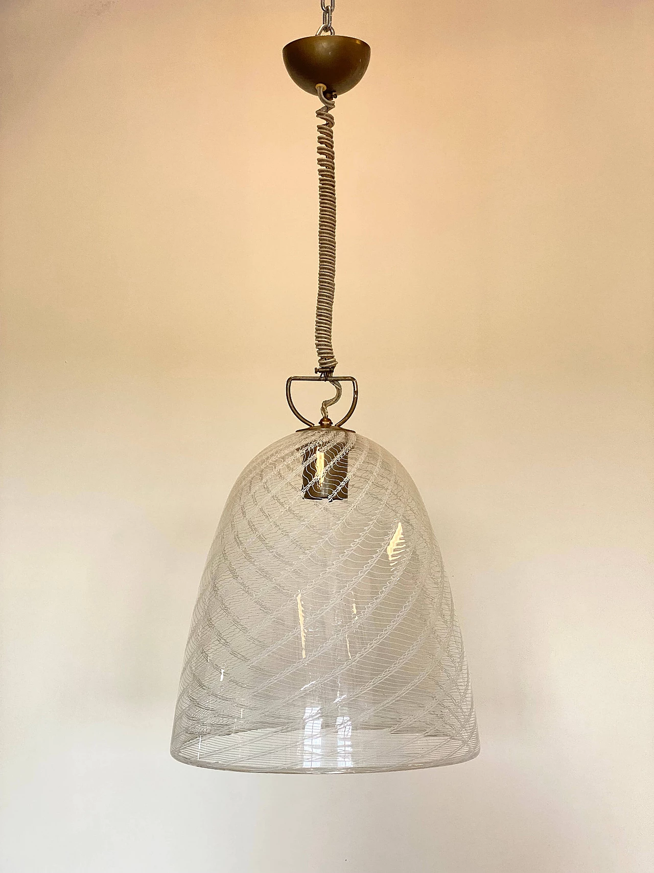 Murano glass bell-shaped hanging lamp, 1970s 1