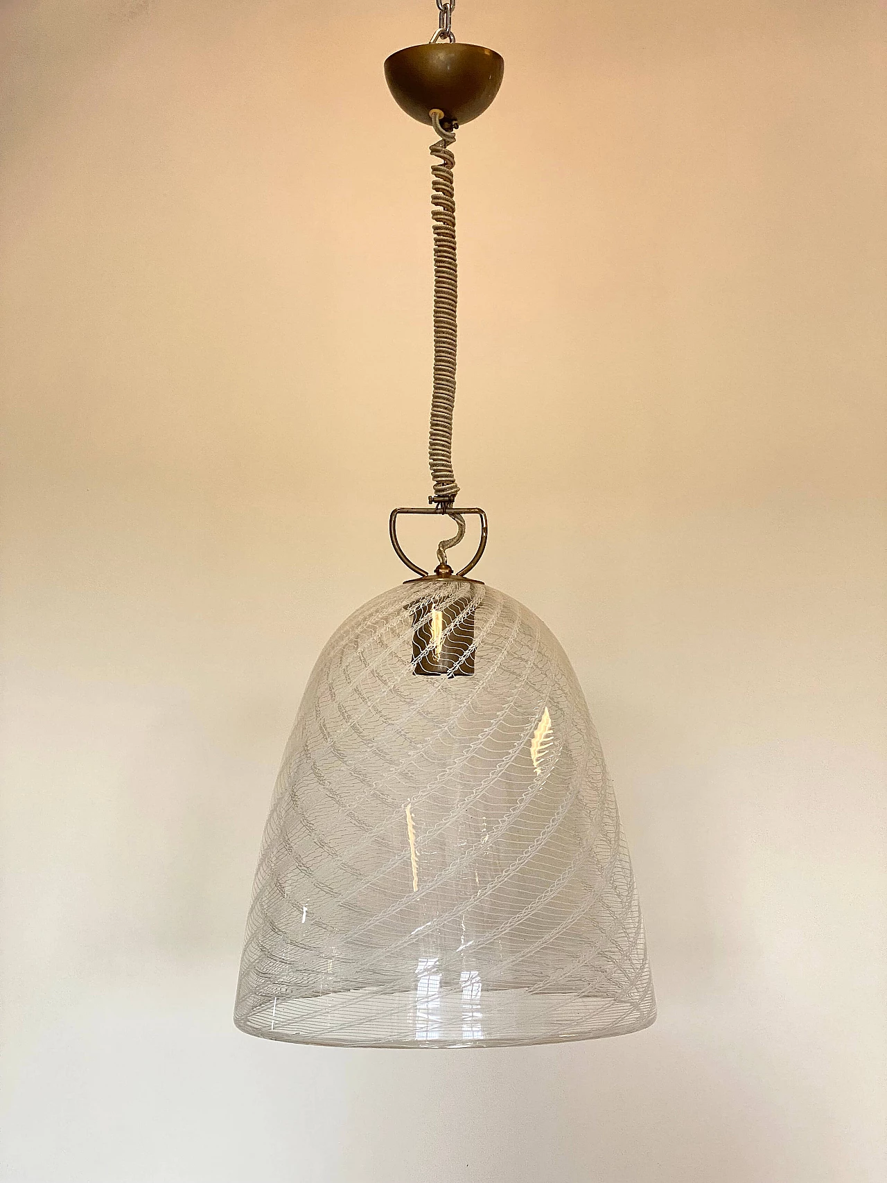 Murano glass bell-shaped hanging lamp, 1970s 4
