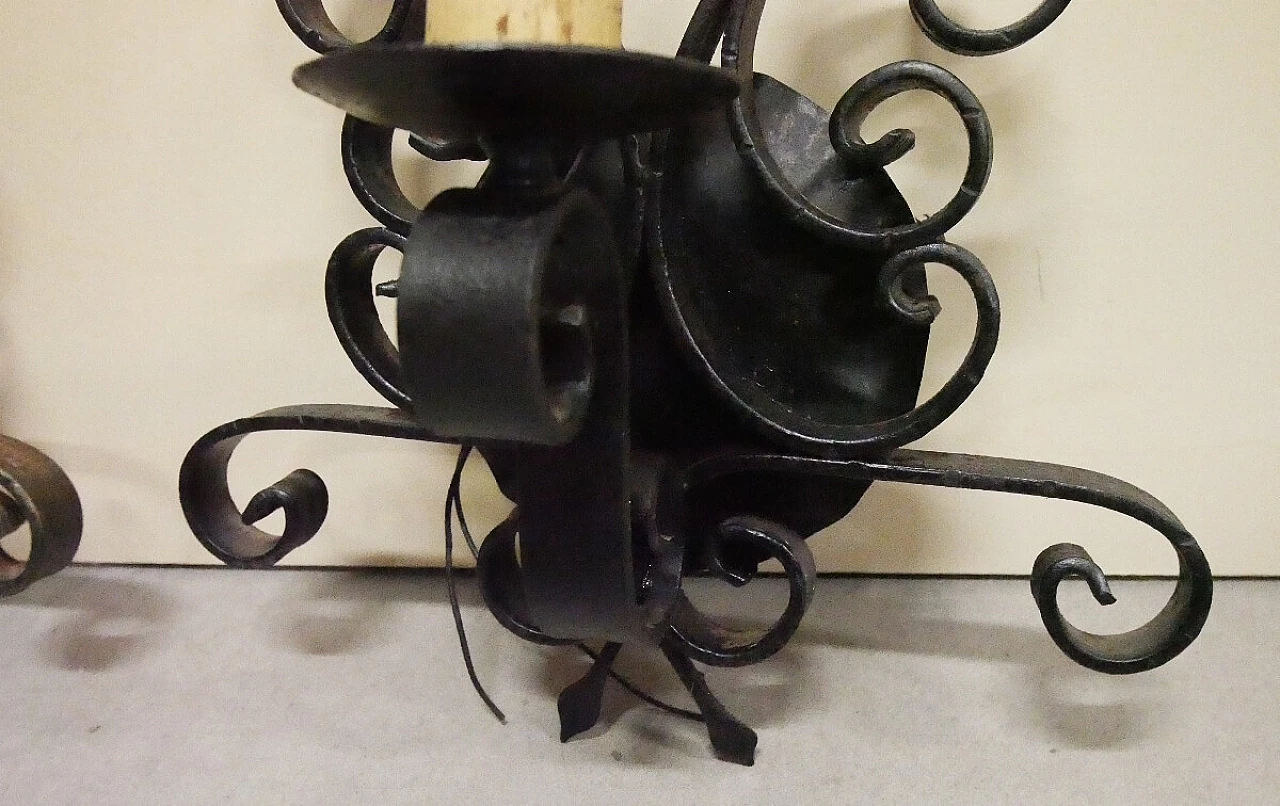 5 Wall lights in wrought iron, 1970s 5