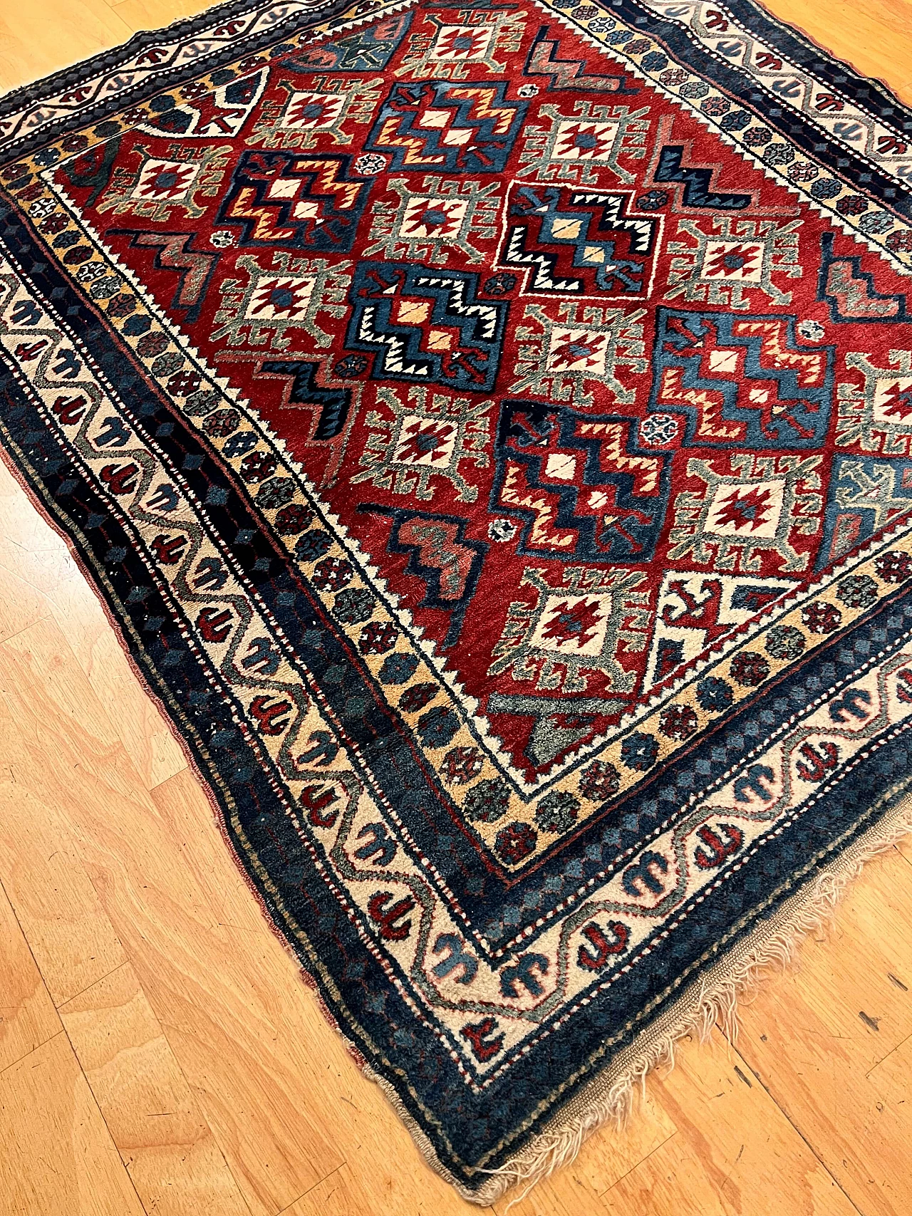 Wool Kazak rug, late 19th century 3