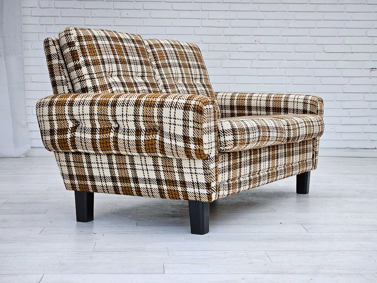 Danish two-seater plastic and fabric sofa, 1970s 1