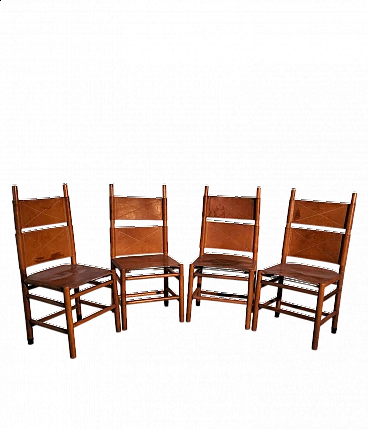 4 Kentucky chairs by Carlo Scarpa for Bernini, 1980s