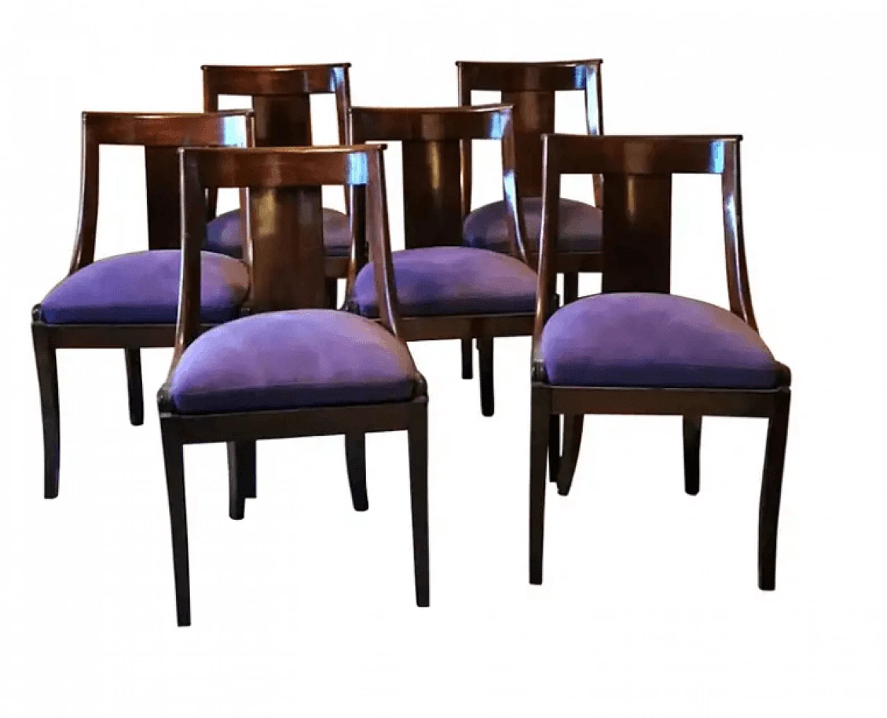 6 Gondola chairs in wood and cotton, 1920s 1