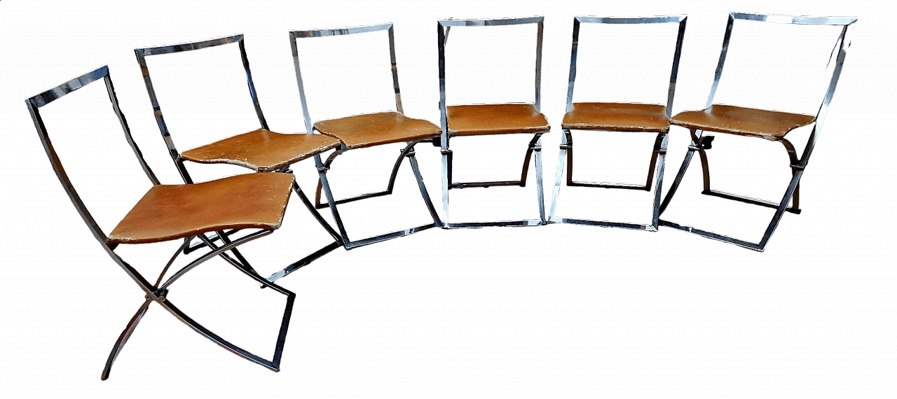 6 Luisa folding chairs by Marcello Cuneo for Mobel, 1970s 4