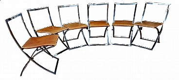6 Luisa folding chairs by Marcello Cuneo for Mobel, 1970s