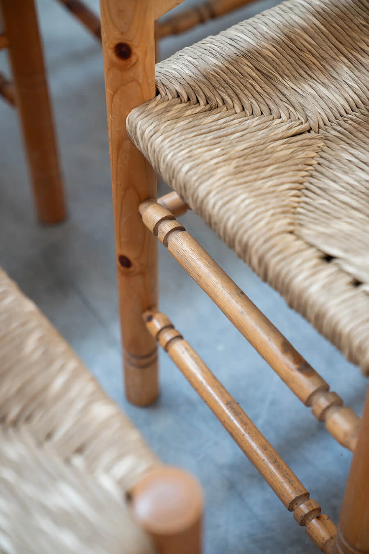 12 Friulian pine chairs, 1980s 7