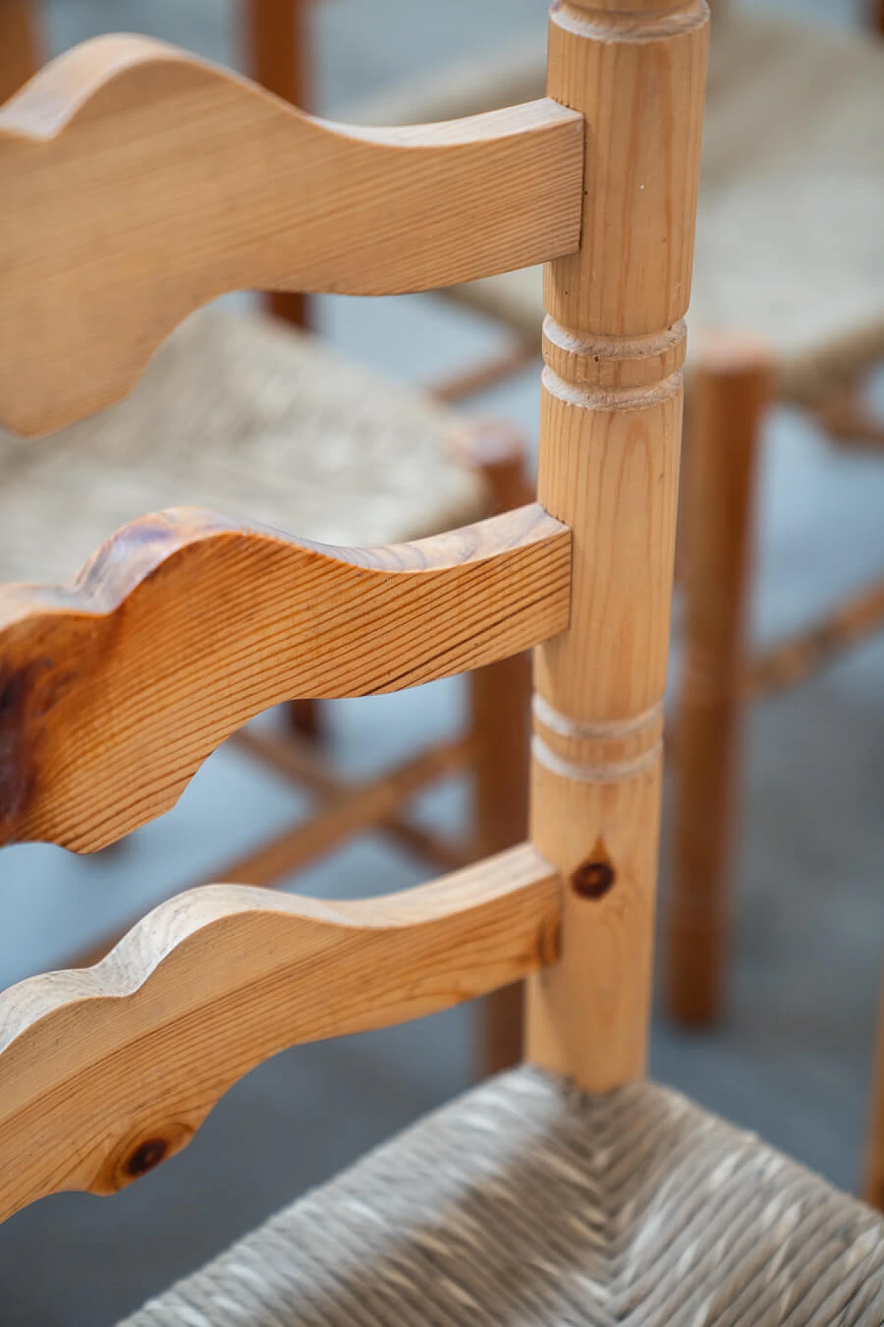 12 Friulian pine chairs, 1980s 8