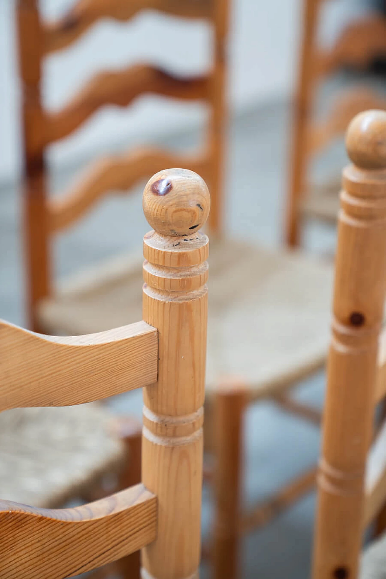 12 Friulian pine chairs, 1980s 9