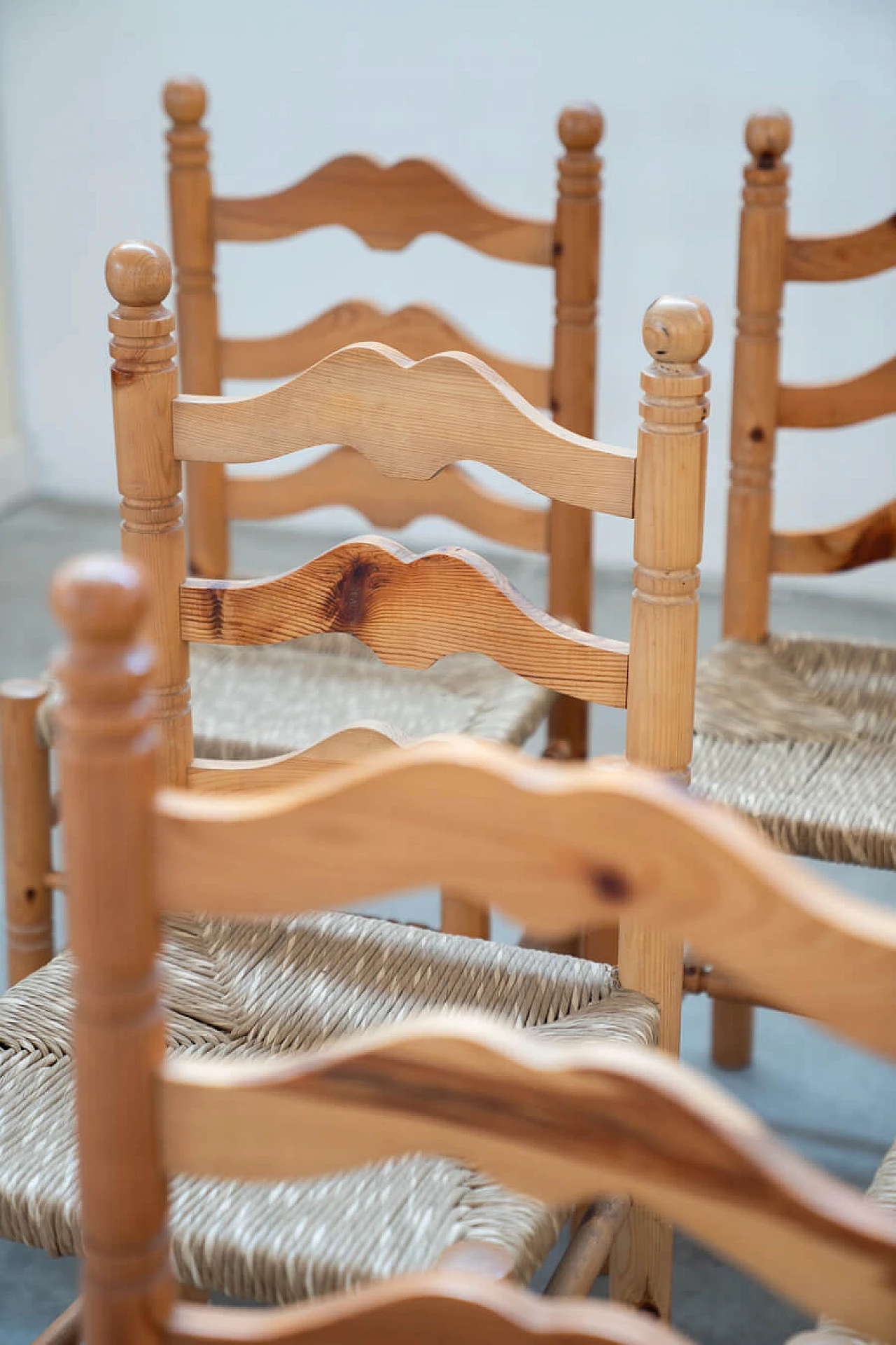 12 Friulian pine chairs, 1980s 25