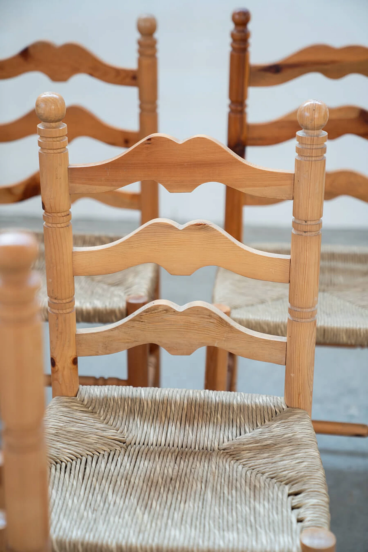 12 Friulian pine chairs, 1980s 26