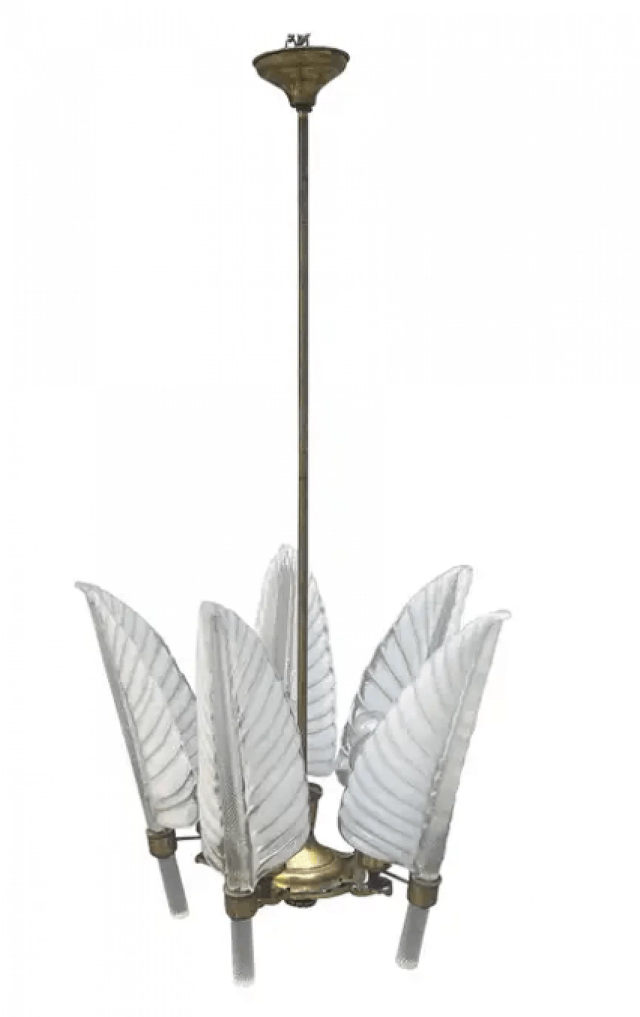 5-leaf Murano blown glass chandelier by Seguso, 1940s 1