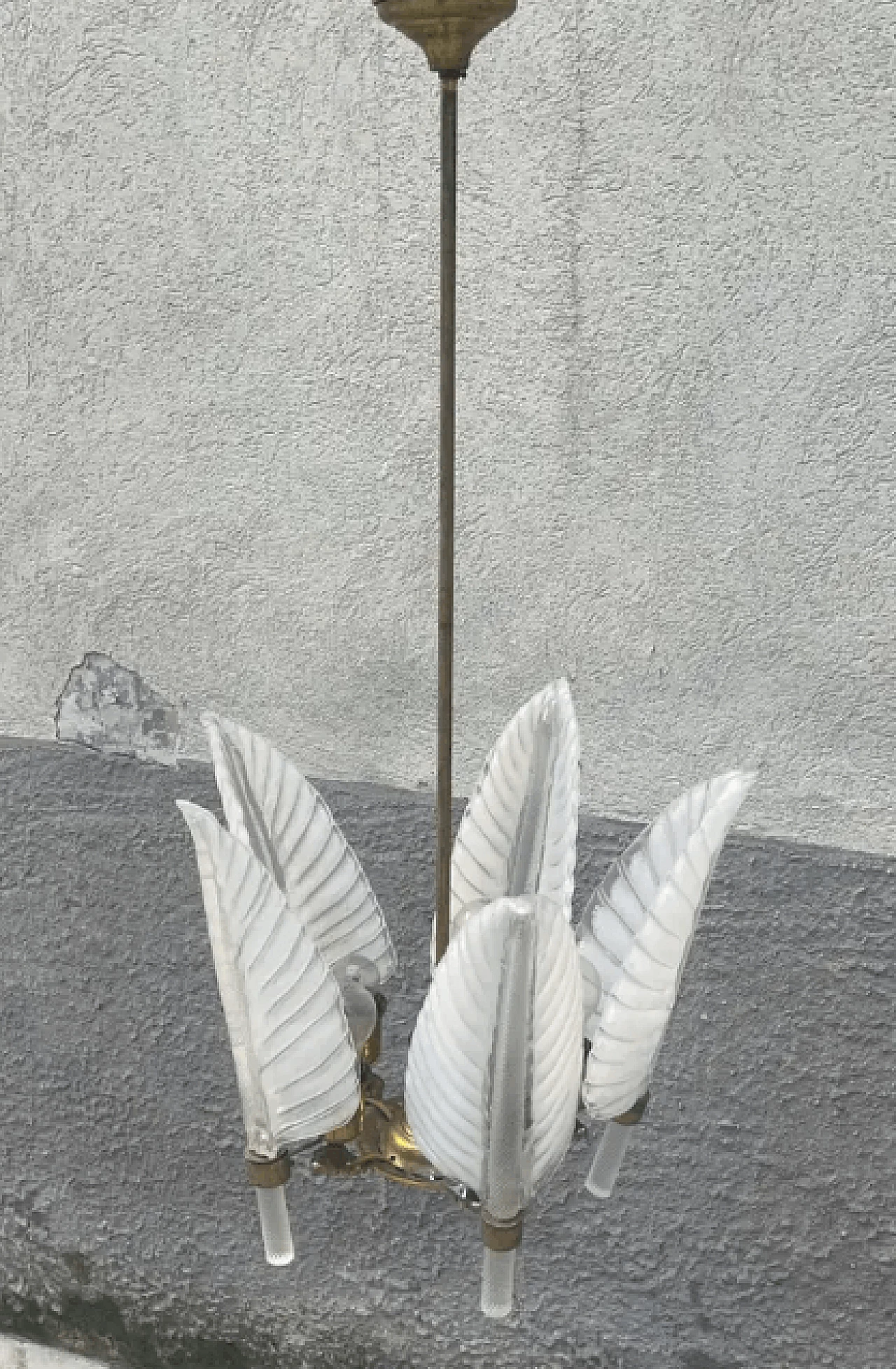 5-leaf Murano blown glass chandelier by Seguso, 1940s 4