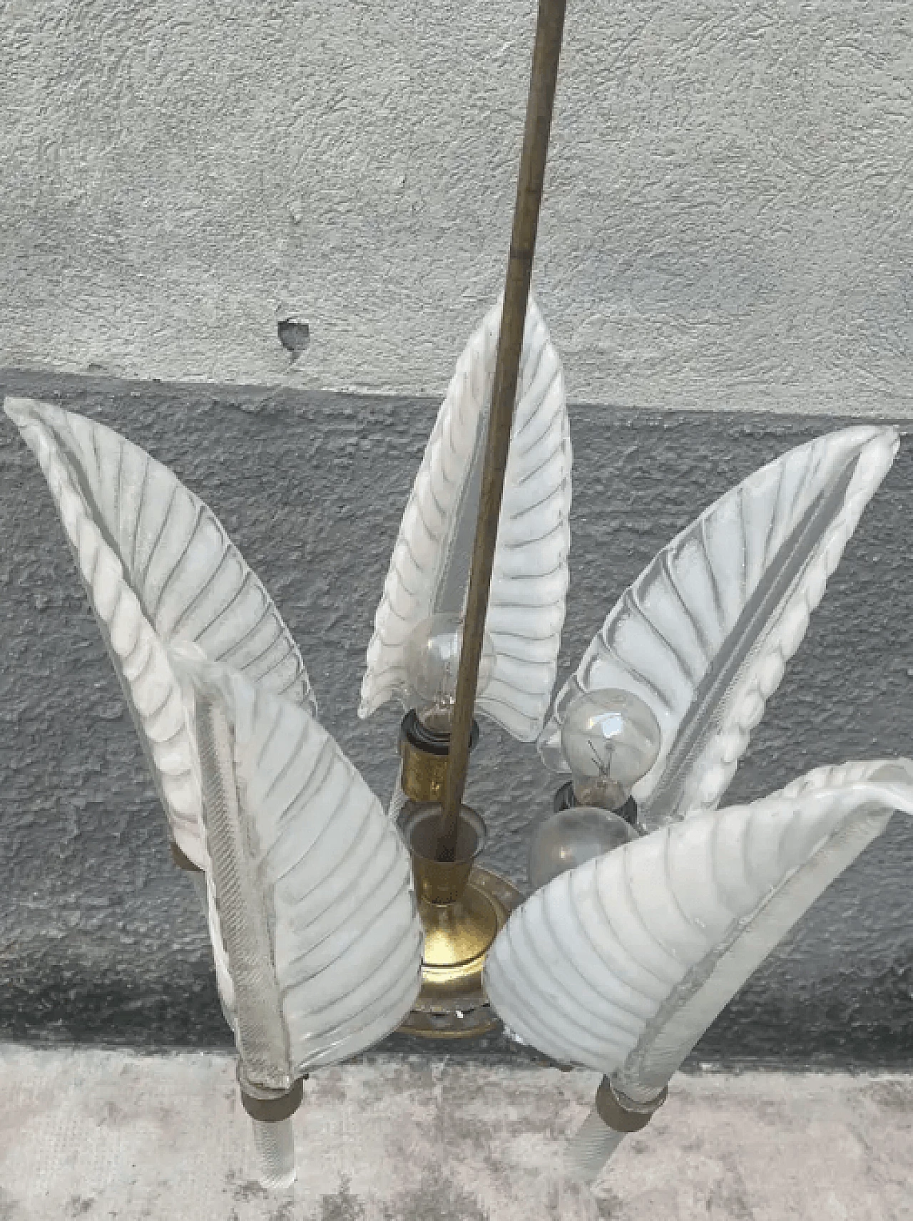 5-leaf Murano blown glass chandelier by Seguso, 1940s 7