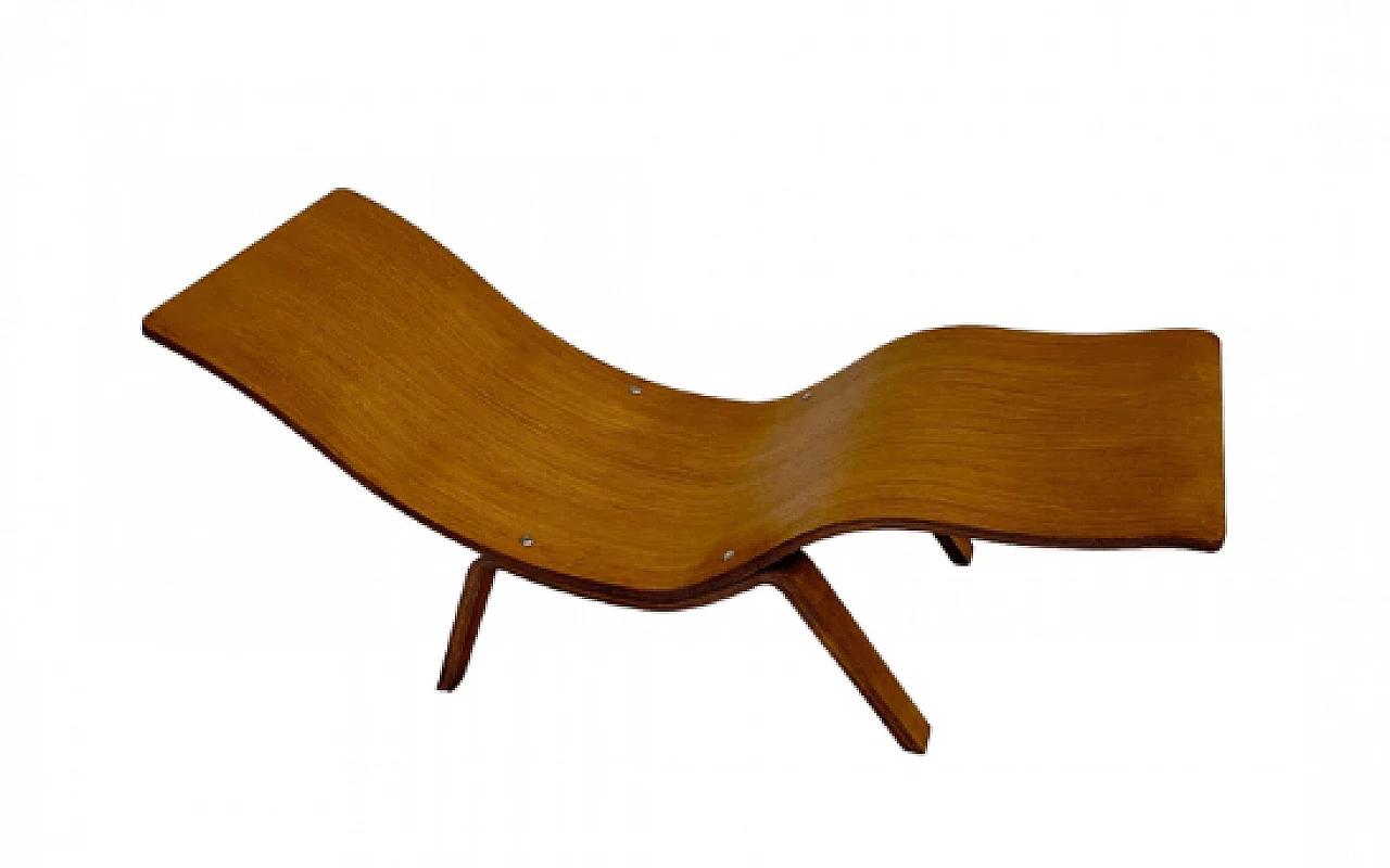 Chaise longue scandinava in compensato curvato, anni '60 4