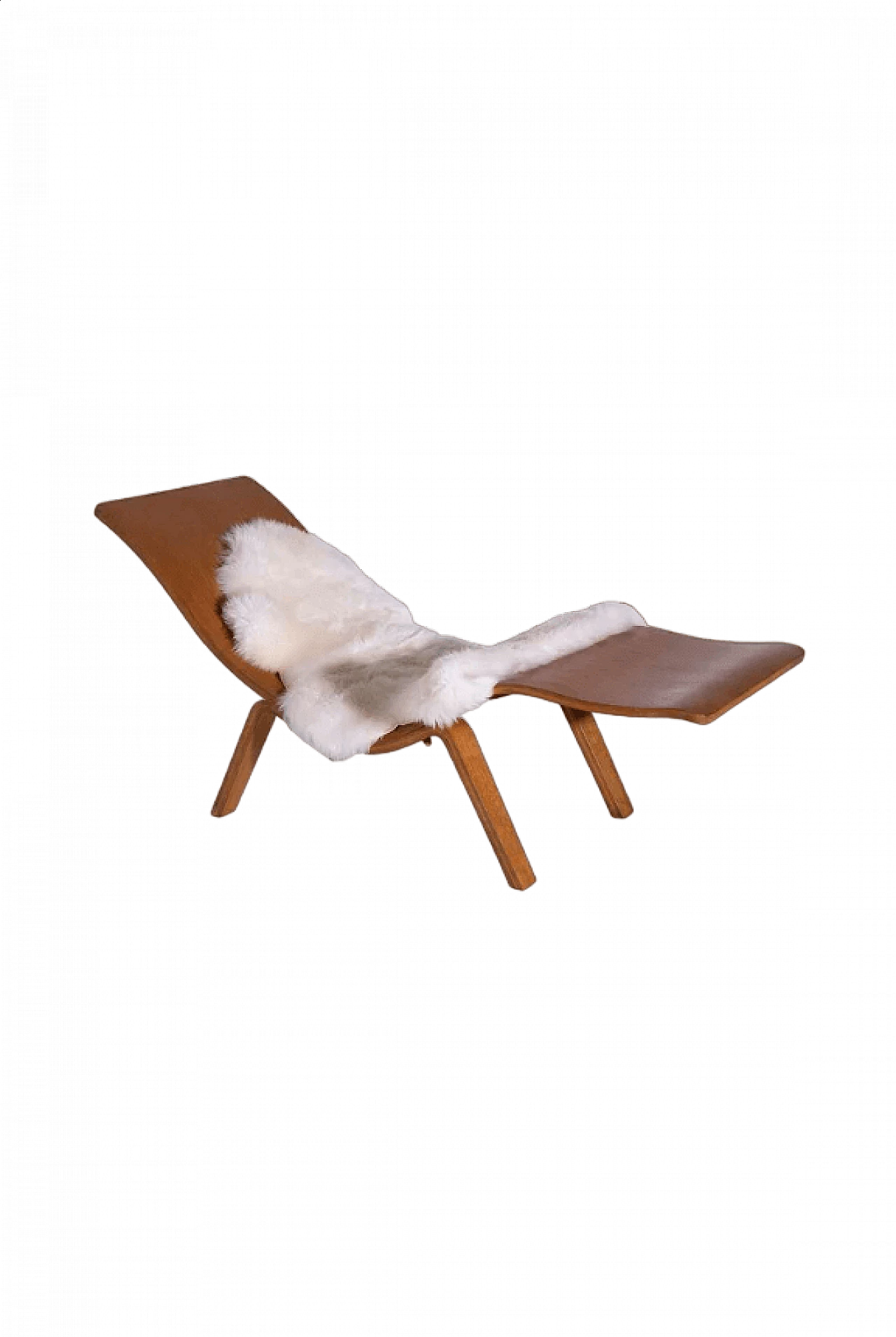 Chaise longue scandinava in compensato curvato, anni '60 8