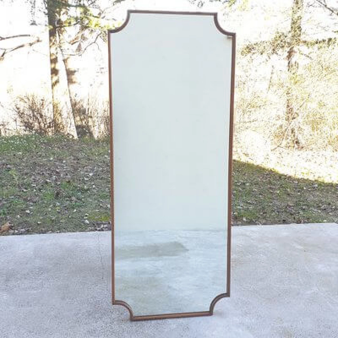 Specchio con cornice in legno, anni '50 1