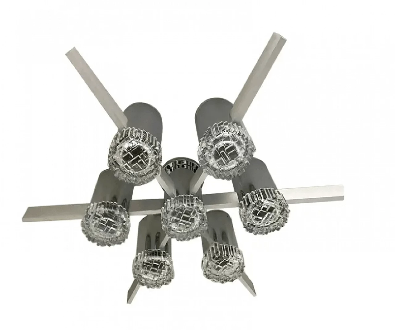 Pair of aluminium and glass ceiling lamps by Gaetano Sciolari, 1960s 1