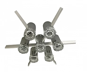 Pair of aluminium and glass ceiling lamps by Gaetano Sciolari, 1960s