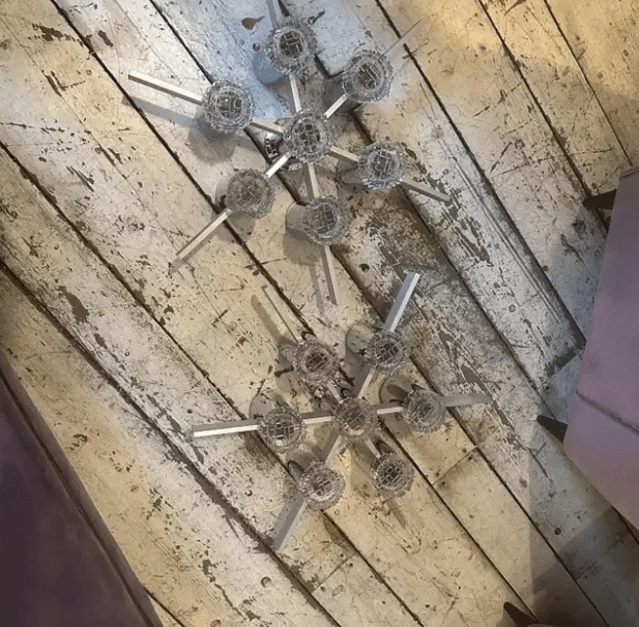 Pair of aluminium and glass ceiling lamps by Gaetano Sciolari, 1960s 12
