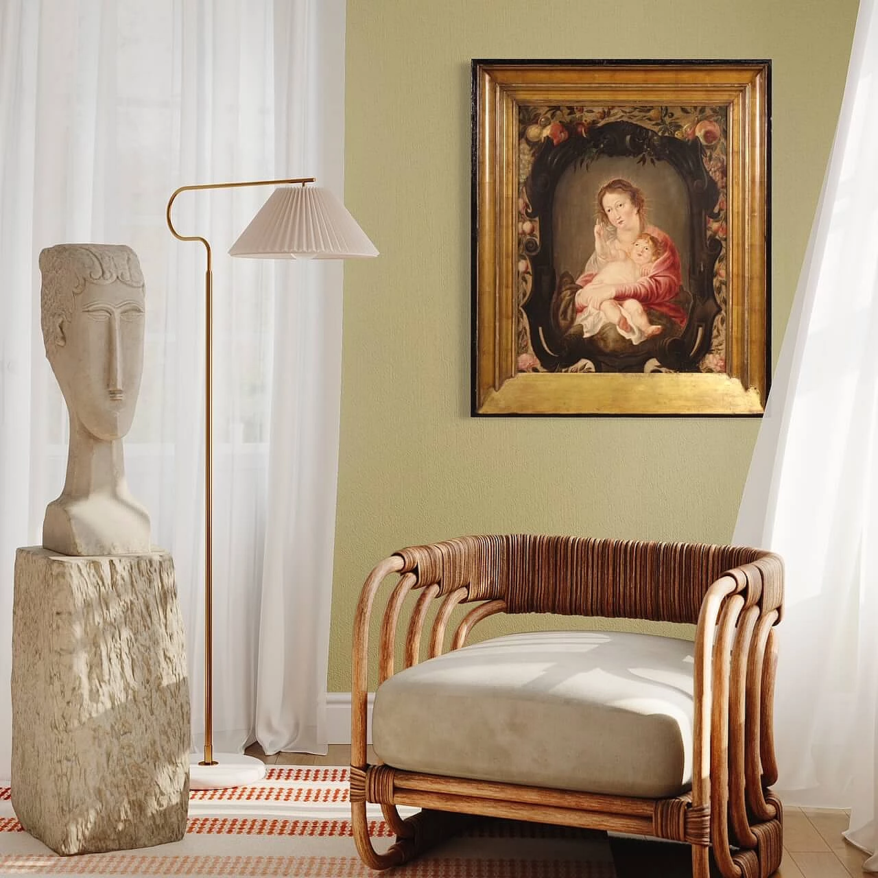 Madonna col bambino, olio su tavola fiamminga, prima metà '600 13