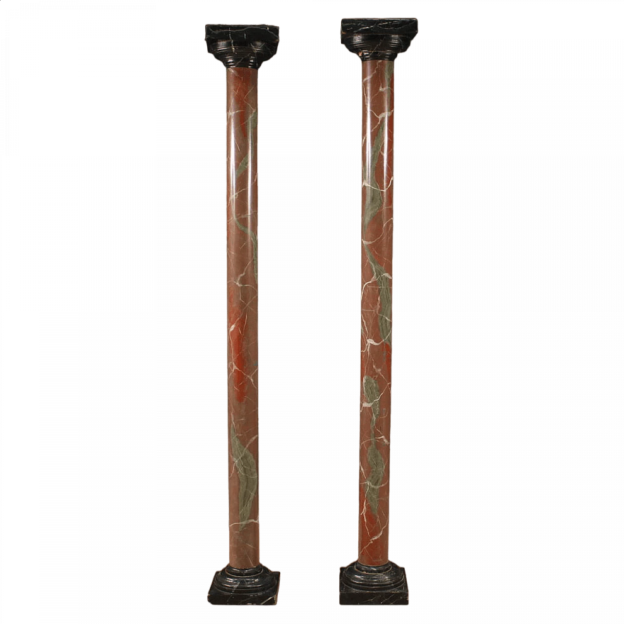 Pair of faux marble lacquered columns, 1960s 13