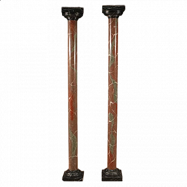 Pair of faux marble lacquered columns, 1960s
