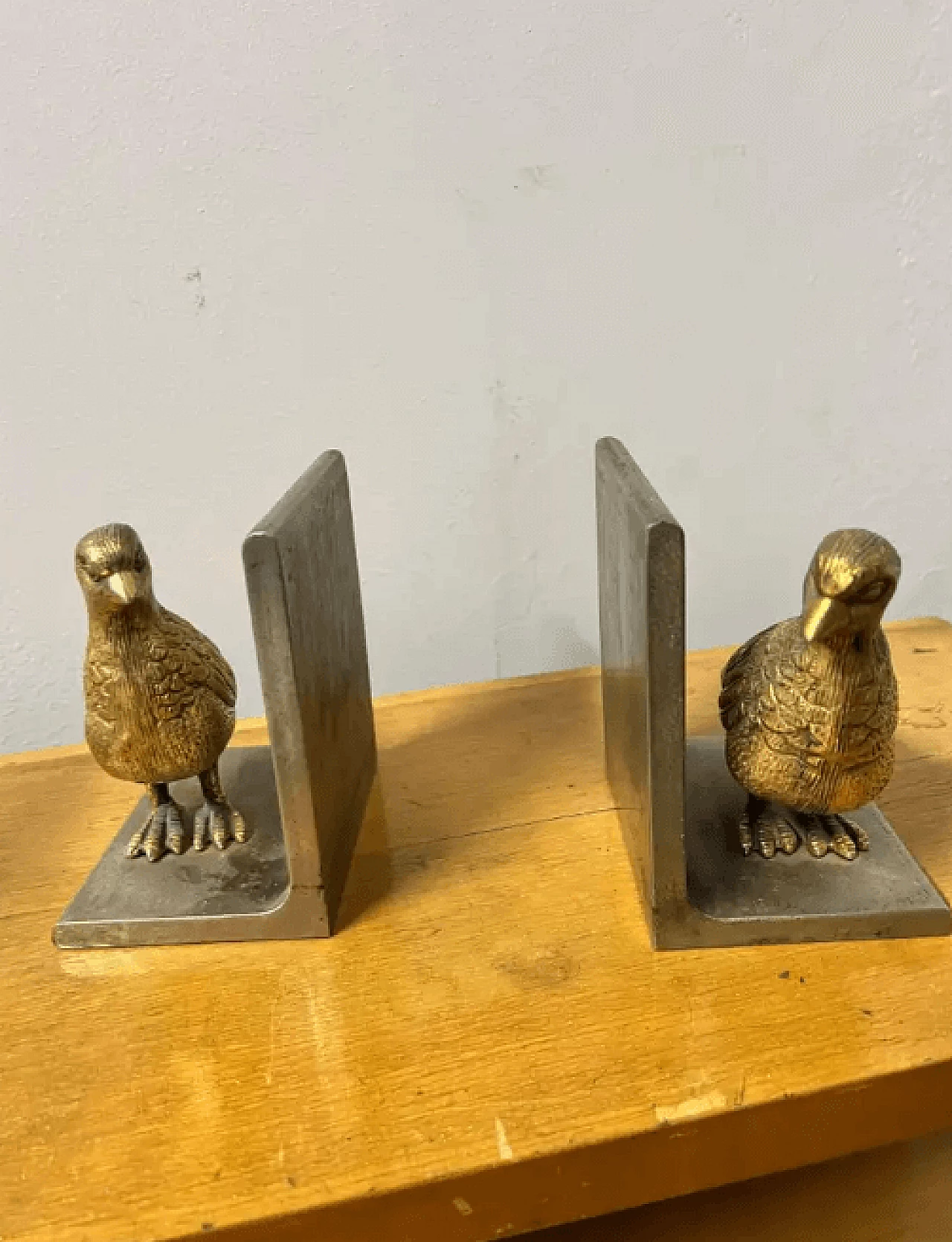 Pair of steel and brass bookends, 1970s 3