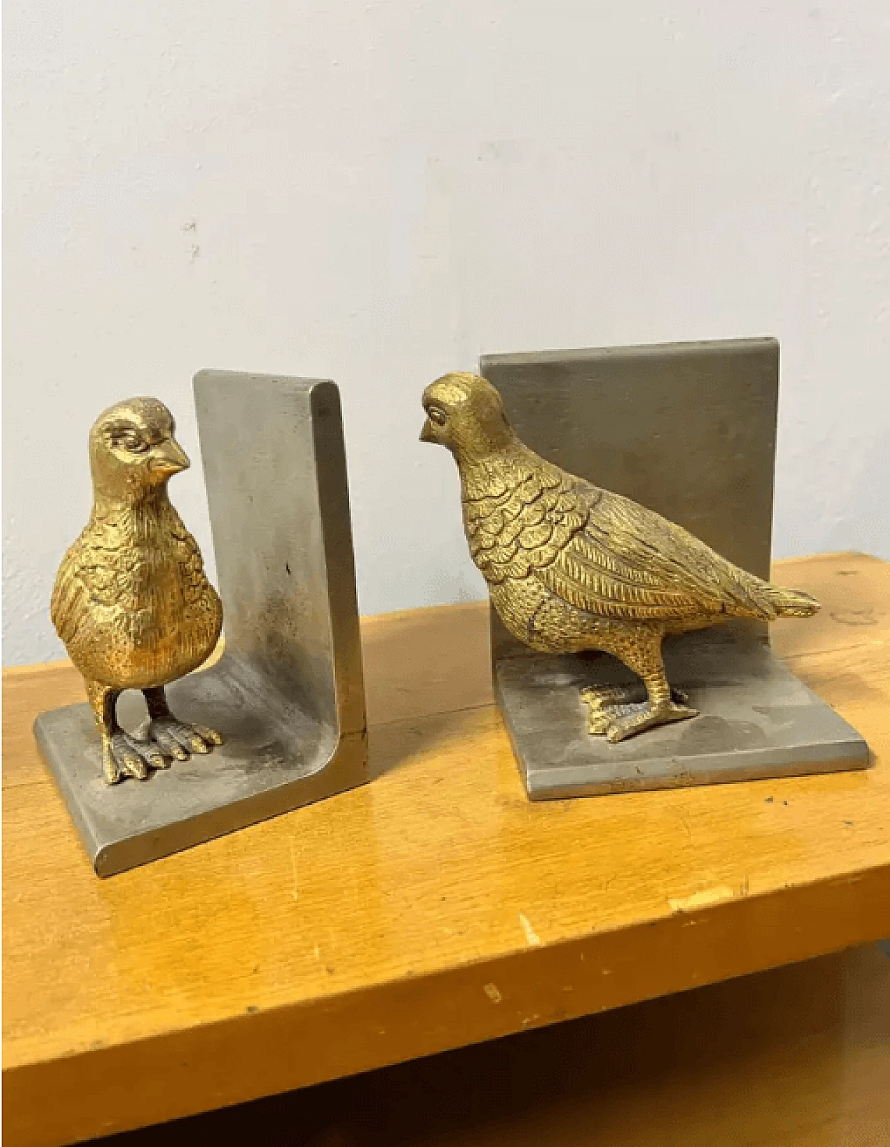 Pair of steel and brass bookends, 1970s 4