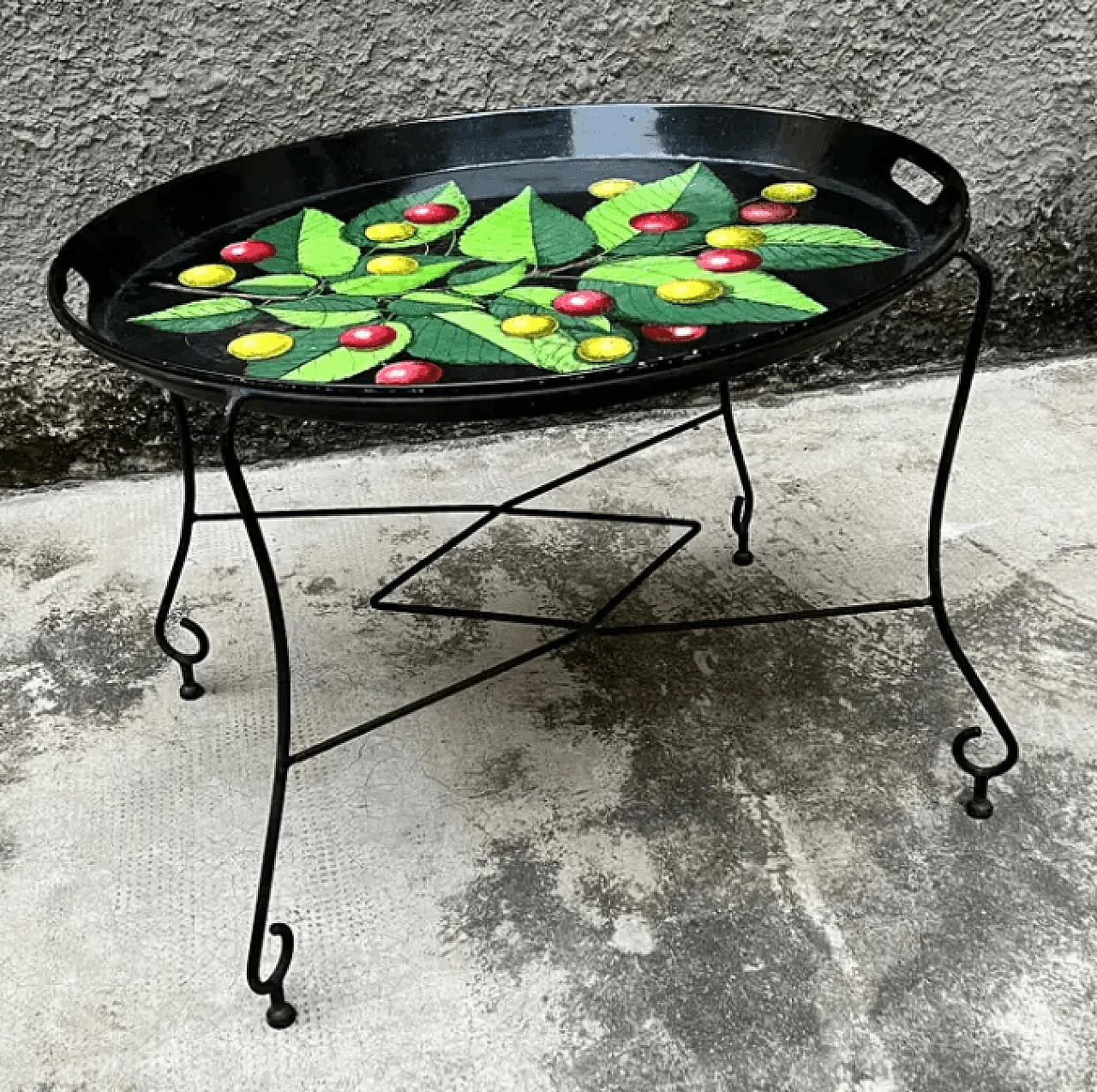 Vassoio in metallo serigrafato con Piedistallo di Piero Fornasetti, anni '50 2